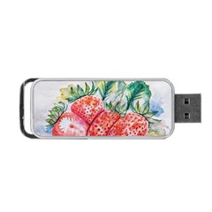 Strawberry Watercolor Figure Portable Usb Flash (two Sides) by Wegoenart