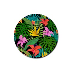Tropical Greens Rubber Coaster (round)  by Sobalvarro