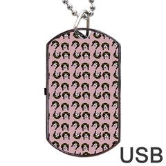 Retro Girl Daisy Chain Pattern Light Pink Dog Tag Usb Flash (two Sides)