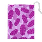 Exotic Tropical Leafs Watercolor Pattern Drawstring Pouch (5XL) Front