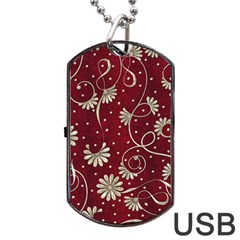 Floral Pattern Background Dog Tag Usb Flash (one Side)