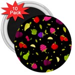 Vector Seamless Summer Fruits Pattern Colorful Cartoon Background 3  Magnets (10 pack) 