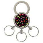 Vector Seamless Summer Fruits Pattern Colorful Cartoon Background 3-Ring Key Chain