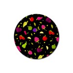Vector Seamless Summer Fruits Pattern Colorful Cartoon Background Rubber Round Coaster (4 pack) 