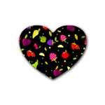 Vector Seamless Summer Fruits Pattern Colorful Cartoon Background Heart Coaster (4 pack) 