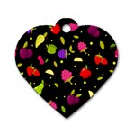 Vector Seamless Summer Fruits Pattern Colorful Cartoon Background Dog Tag Heart (Two Sides)