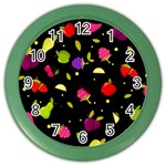Vector Seamless Summer Fruits Pattern Colorful Cartoon Background Color Wall Clock