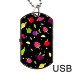 Vector Seamless Summer Fruits Pattern Colorful Cartoon Background Dog Tag USB Flash (One Side)
