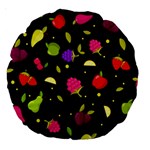 Vector Seamless Summer Fruits Pattern Colorful Cartoon Background Large 18  Premium Round Cushions