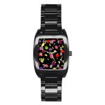 Vector Seamless Summer Fruits Pattern Colorful Cartoon Background Stainless Steel Barrel Watch
