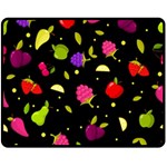 Vector Seamless Summer Fruits Pattern Colorful Cartoon Background Double Sided Fleece Blanket (Medium) 