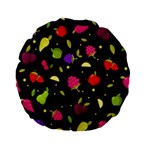 Vector Seamless Summer Fruits Pattern Colorful Cartoon Background Standard 15  Premium Flano Round Cushions