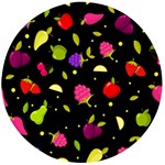 Vector Seamless Summer Fruits Pattern Colorful Cartoon Background Wooden Bottle Opener (Round)