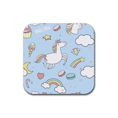 Unicorn Seamless Pattern Background Vector Rubber Coaster (square)  by Sobalvarro