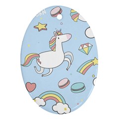 Unicorn Seamless Pattern Background Vector Oval Ornament (two Sides) by Sobalvarro