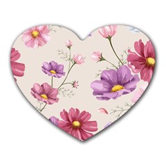 Vector Hand Drawn Cosmos Flower Pattern Heart Mousepads by Sobalvarro