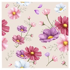 Vector Hand Drawn Cosmos Flower Pattern Wooden Puzzle Square by Sobalvarro