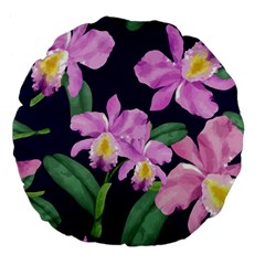 Vector Hand Drawn Orchid Flower Pattern Large 18  Premium Flano Round Cushions by Sobalvarro