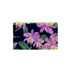 Vector Hand Drawn Orchid Flower Pattern Cosmetic Bag (xs) by Sobalvarro
