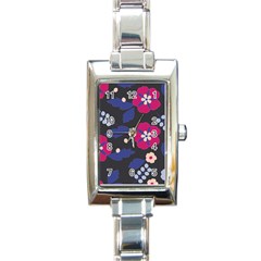Vector Seamless Flower And Leaves Pattern Rectangle Italian Charm Watch by Sobalvarro