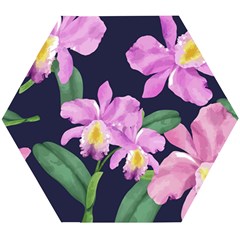 Vector Hand Drawn Orchid Flower Pattern Wooden Puzzle Hexagon by Sobalvarro