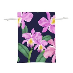 Vector Hand Drawn Orchid Flower Pattern Lightweight Drawstring Pouch (m) by Sobalvarro