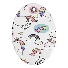 Cute Unicorns With Magical Elements Vector Oval Ornament (two Sides) by Sobalvarro