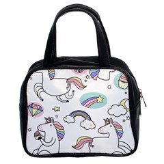 Cute Unicorns With Magical Elements Vector Classic Handbag (two Sides) by Sobalvarro