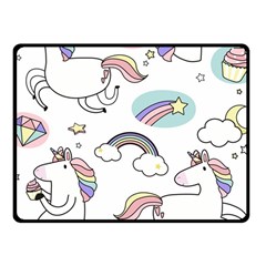 Cute Unicorns With Magical Elements Vector Fleece Blanket (small) by Sobalvarro