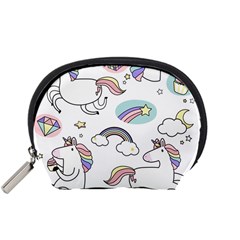 Cute Unicorns With Magical Elements Vector Accessory Pouch (small) by Sobalvarro