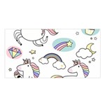 Cute Unicorns With Magical Elements Vector Satin Shawl Front