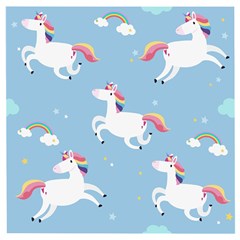 Unicorn Seamless Pattern Background Vector (2) Wooden Puzzle Square by Sobalvarro