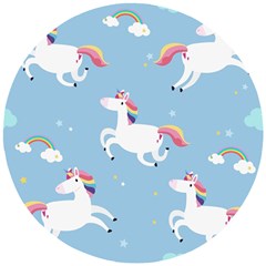 Unicorn Seamless Pattern Background Vector (2) Wooden Puzzle Round by Sobalvarro