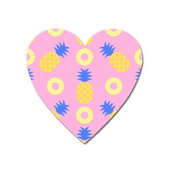 Pop Art Pineapple Seamless Pattern Vector Heart Magnet by Sobalvarro
