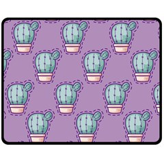 Seamless Pattern Patches Cactus Pots Plants Fleece Blanket (medium)  by Vaneshart
