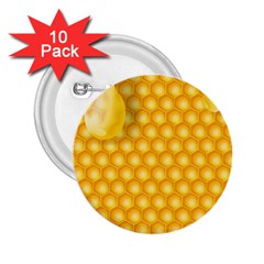 Abstract Honeycomb Background With Realistic Transparent Honey Drop 2 25  Buttons (10 Pack)  by Vaneshart