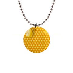 Abstract Honeycomb Background With Realistic Transparent Honey Drop 1  Button Necklace by Vaneshart