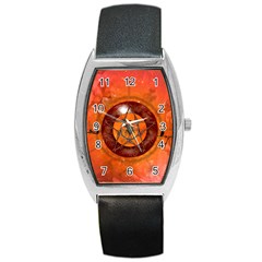 Awesome Skull On A Pentagram With Crows Barrel Style Metal Watch by FantasyWorld7