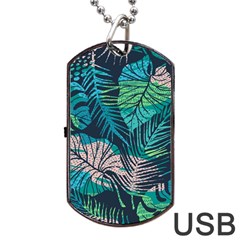 Seamless Abstract Pattern With Tropical Plants Dog Tag Usb Flash (one Side)