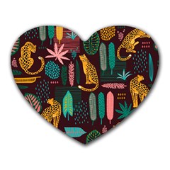 Vector Seamless Pattern With Leopards Heart Mousepads by Vaneshart