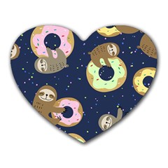 Cute Sloth With Sweet Doughnuts Heart Mousepads by Sobalvarro