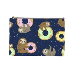 Cute Sloth With Sweet Doughnuts Cosmetic Bag (large) by Sobalvarro