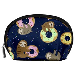 Cute Sloth With Sweet Doughnuts Accessory Pouch (large) by Sobalvarro