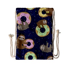 Cute Sloth With Sweet Doughnuts Drawstring Bag (small) by Sobalvarro