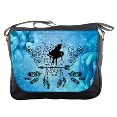 Piano With Feathers, Clef And Key Notes Messenger Bag by FantasyWorld7