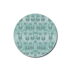 Sweet Kittens And Cats Decorative Rubber Coaster (round)  by pepitasart