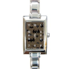 Cute Bat With Hearts Rectangle Italian Charm Watch by FantasyWorld7