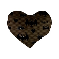 Cute Bat With Hearts Standard 16  Premium Heart Shape Cushions by FantasyWorld7