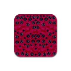 The Dark Moon Fell In Love With The Blood Moon Decorative Rubber Square Coaster (4 Pack)  by pepitasart