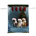 Christmas, Cute Dogs With Christmas Hat  Lightweight Drawstring Pouch (XL) Back